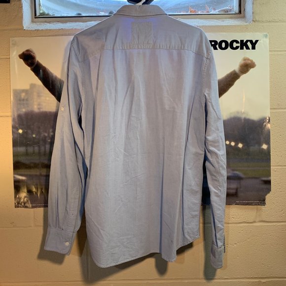 Express Light Blue Casual Fit Button-Down Long-Sleeve Shirt (L 16-16.5) - Picture 6 of 6